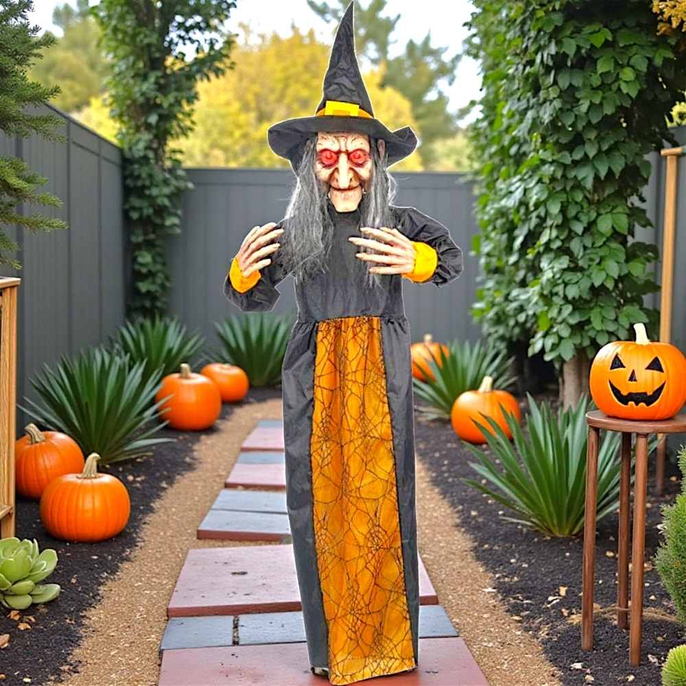 Spooky light up talking motion sensing wicked witch Halloween décor